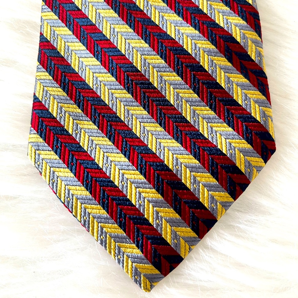 Brioni Neck Tie Necktie Multicolor Geometric Stripe Silk Italy Business Career